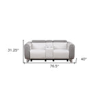HomeRoots 77  Gray White And Silver Faux Leather and Microfiber Power Reclining Loveseat With Storage - 76.5' X '31.25' X '40