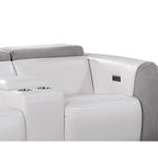 HomeRoots 77  Gray White And Silver Faux Leather and Microfiber Power Reclining Loveseat With Storage - 76.5' X '31.25' X '40