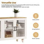 TV Stand with Bookshelves & Tempered Glass Doors, Entertainment Center with Adjustable Shelves for TVs up to 70