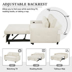 Roomfitters Pull-Out Sofa Bed Convertible 2-Seat Loveseat with Throw Pillows and USB Ports, Modern Sleeper Sofa, Beige