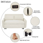Roomfitters Pull-Out Sofa Bed Convertible 2-Seat Loveseat with Throw Pillows and USB Ports, Modern Sleeper Sofa, Beige