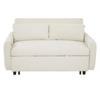 Roomfitters Pull-Out Sofa Bed Convertible 2-Seat Loveseat with Throw Pillows and USB Ports, Modern Sleeper Sofa, Beige