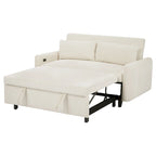 Roomfitters Pull-Out Sofa Bed Convertible 2-Seat Loveseat with Throw Pillows and USB Ports, Modern Sleeper Sofa, Beige