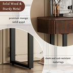 Solid Wood Entryway Table with Fluted Design,Honey and Black