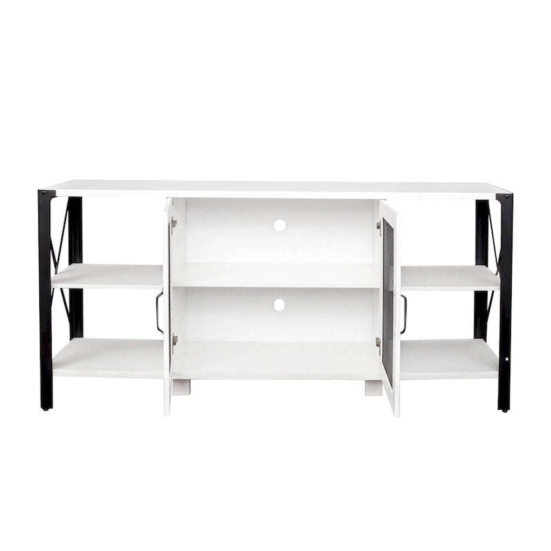 Industrial Farmhouse TV Stand with 4 Storage Shelf and 2 Storage Cabinets for Living Rooms and Kitchens