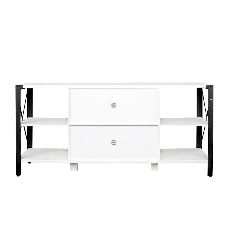 Industrial Farmhouse TV Stand with 4 Storage Shelf and 2 Storage Cabinets for Living Rooms and Kitchens