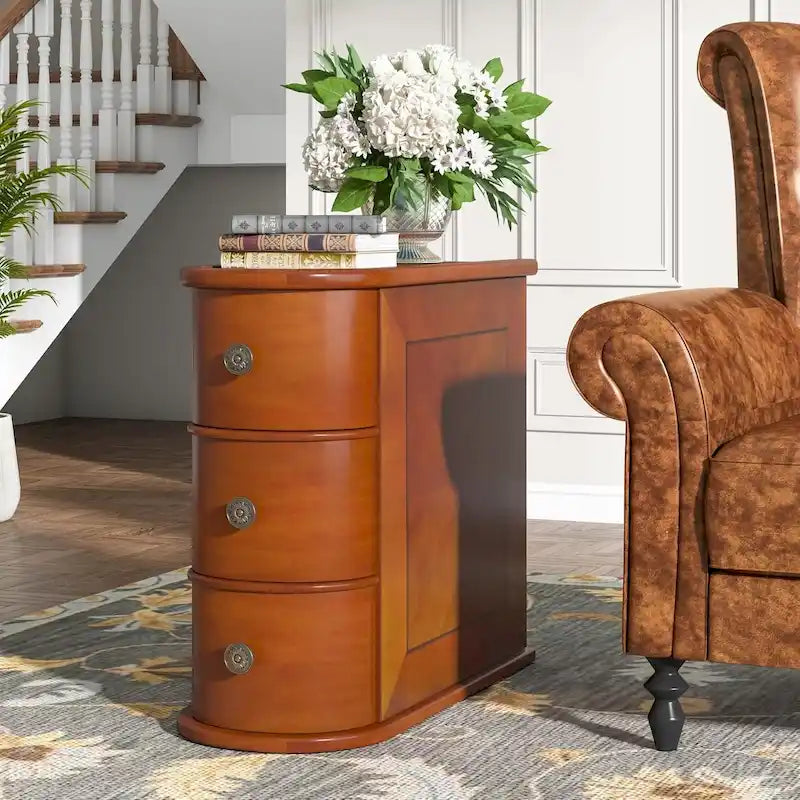 Wood End Table, Narrow Side Table Solid Side Table