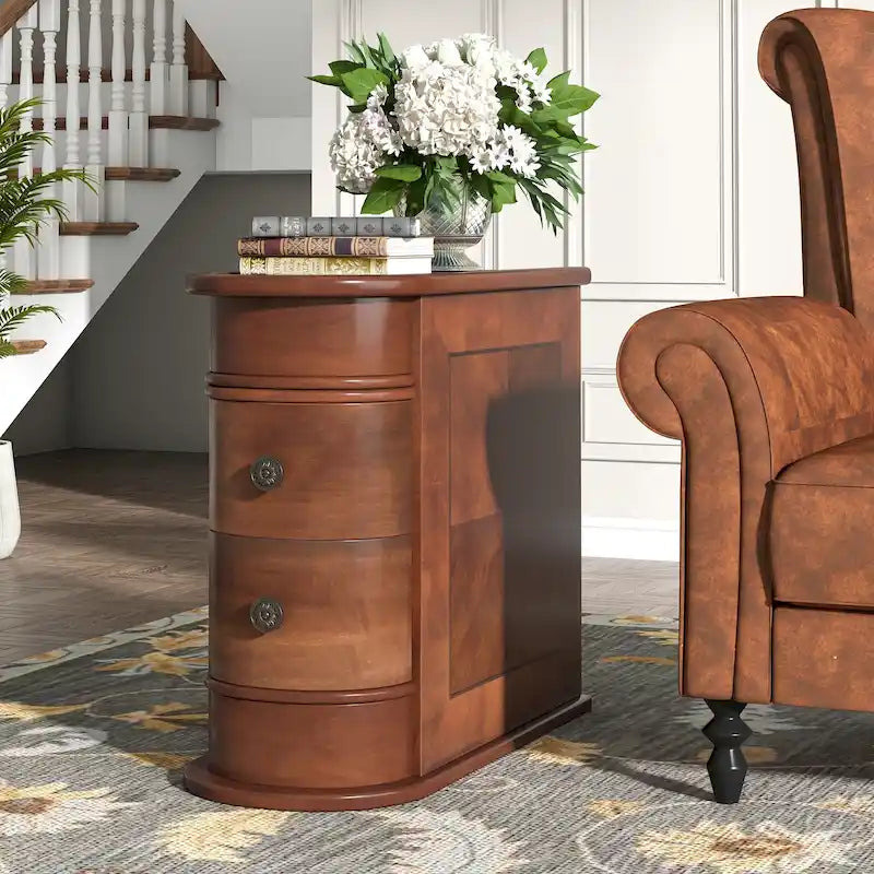 Wood End Table, Narrow Side Table Solid Side Table
