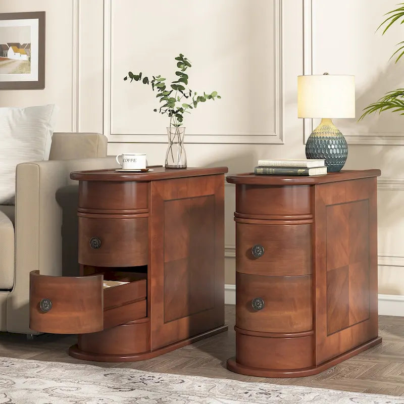 Wood End Table, Narrow Side Table Solid Side Table