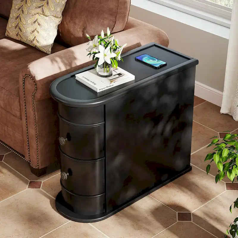 Wood End Table, Narrow Side Table Solid Side Table