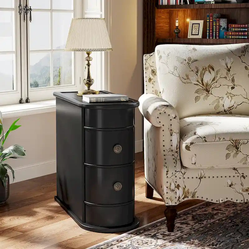 Wood End Table, Narrow Side Table Solid Side Table