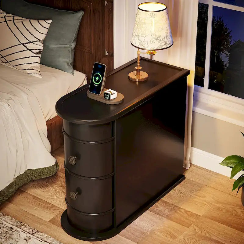 Wood End Table, Narrow Side Table Solid Side Table