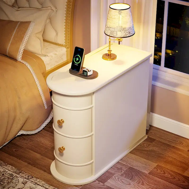 Wood End Table, Narrow Side Table Solid Side Table