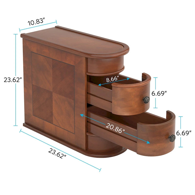 Wood End Table, Narrow Side Table Solid Side Table