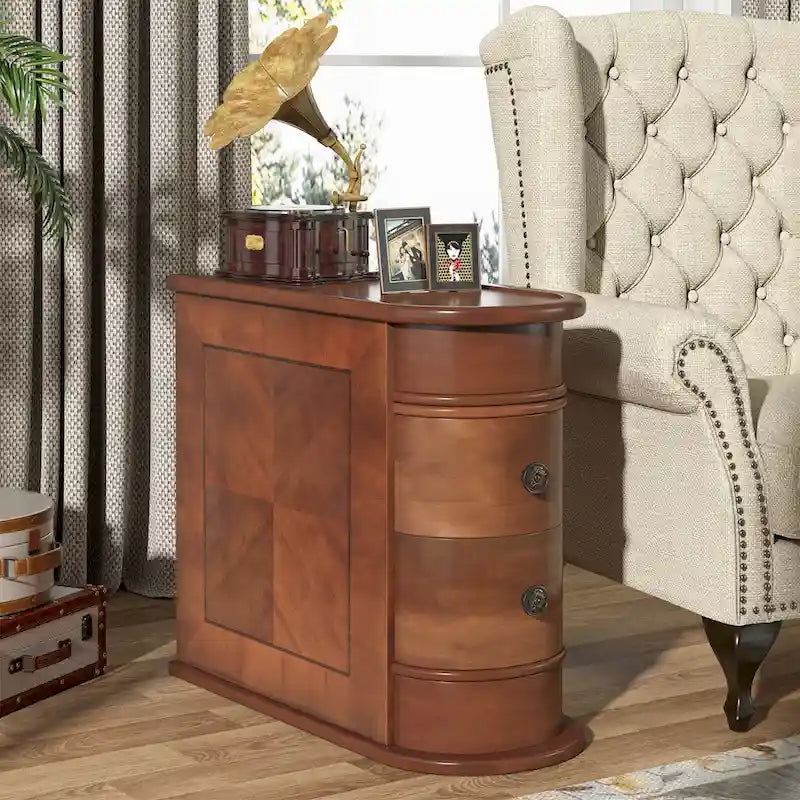 Wood End Table, Narrow Side Table Solid Side Table