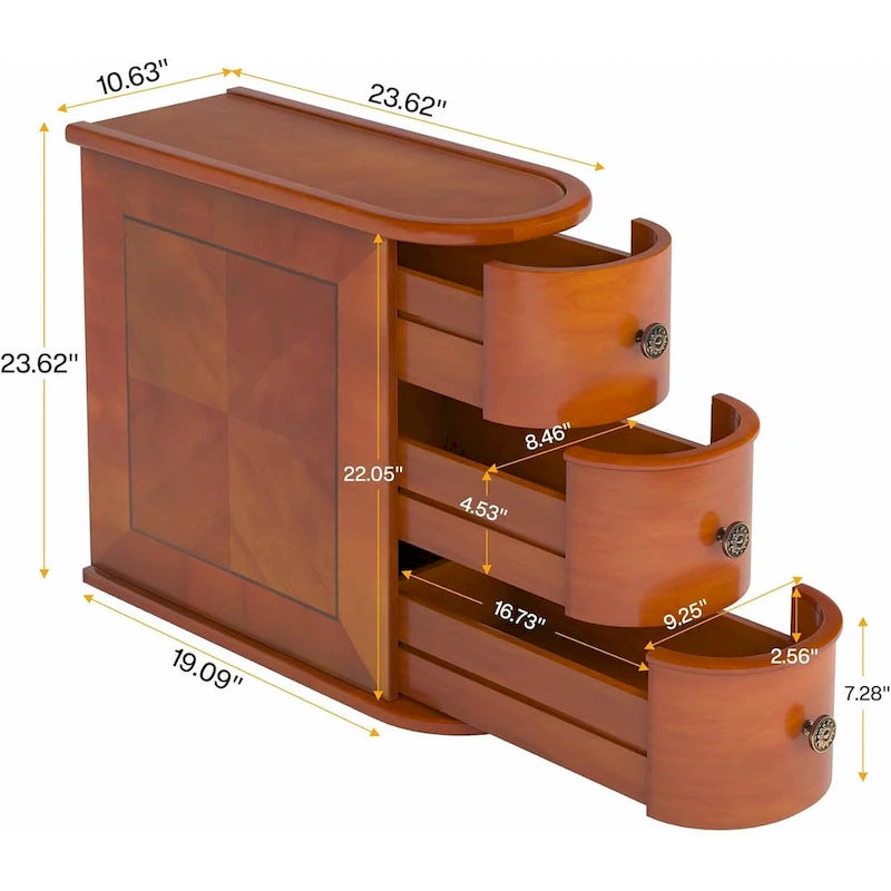 Wood End Table, Narrow Side Table Solid Side Table