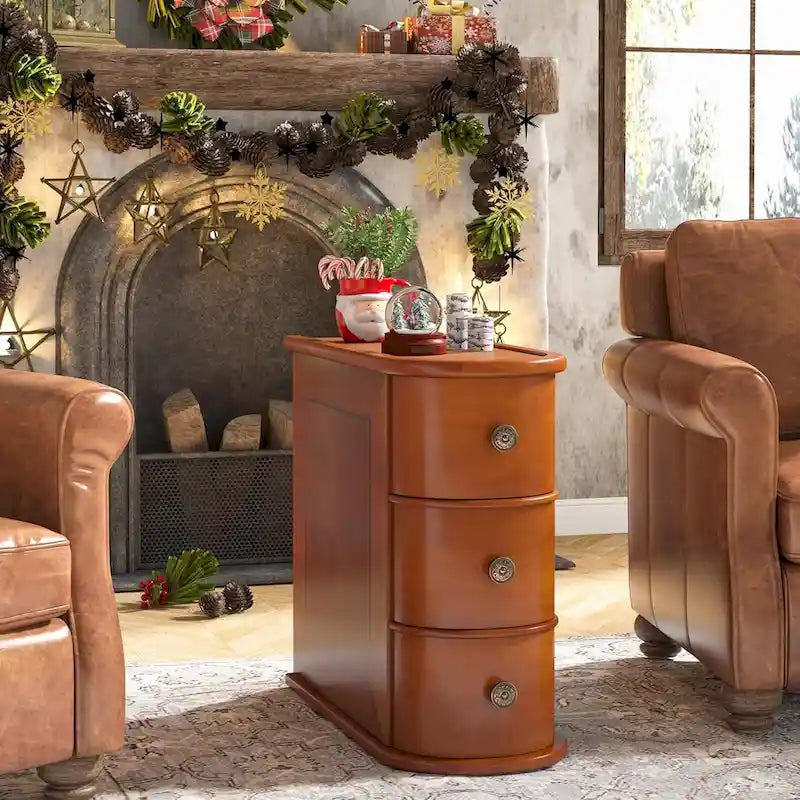 Wood End Table, Narrow Side Table Solid Side Table