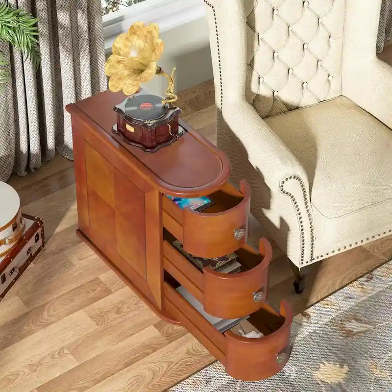 Wood End Table, Narrow Side Table Solid Side Table