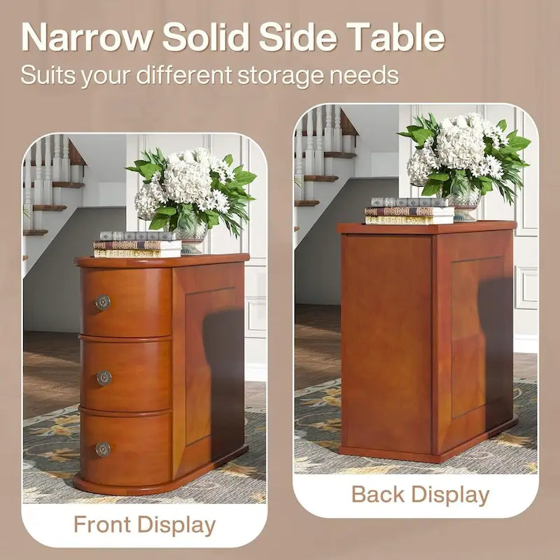 Wood End Table, Narrow Side Table Solid Side Table