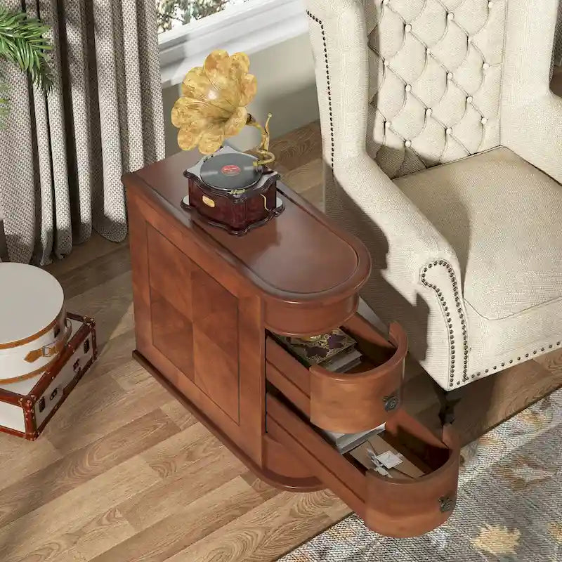 Wood End Table, Narrow Side Table Solid Side Table