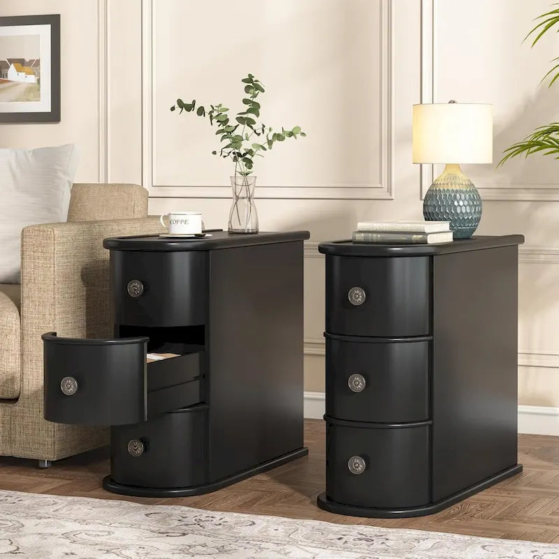 Wood End Table, Narrow Side Table Solid Side Table