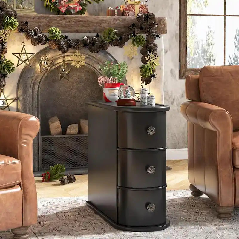 Wood End Table, Narrow Side Table Solid Side Table