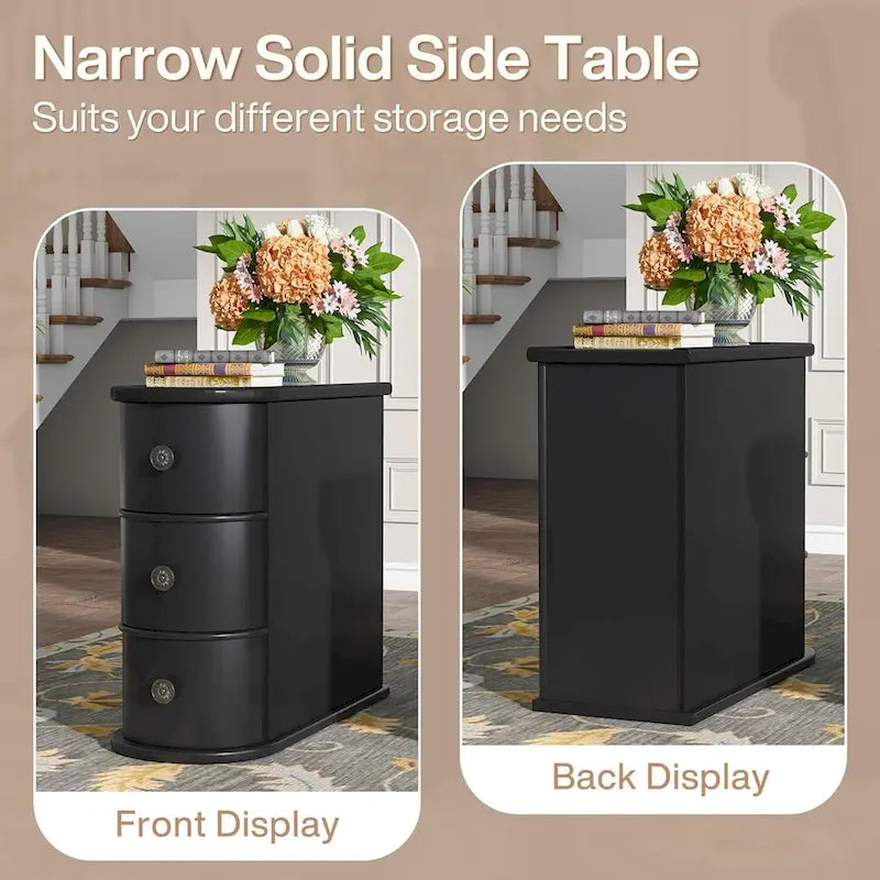 Wood End Table, Narrow Side Table Solid Side Table