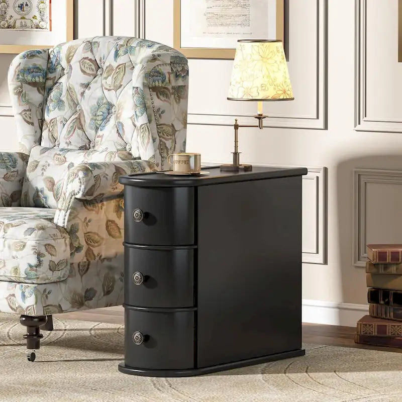 Wood End Table, Narrow Side Table Solid Side Table