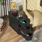 Wood End Table, Narrow Side Table Solid Side Table