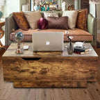 New Adjustable Top Coffee Table in Walnut or Grey, Rectangle Living Room Desk with Storage