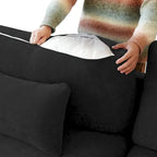 Minimalist Linen Sectional Sofa Down Filled Cloud Couch, U-Shape Deep Seat Couch with Cushions