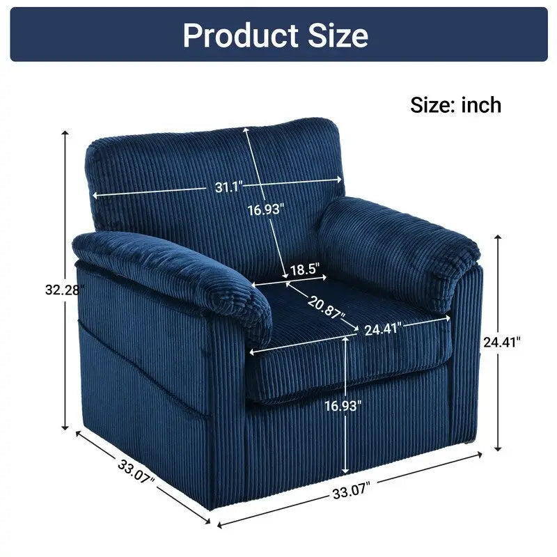 33  Corduroy Swivel Single Sofa Chair