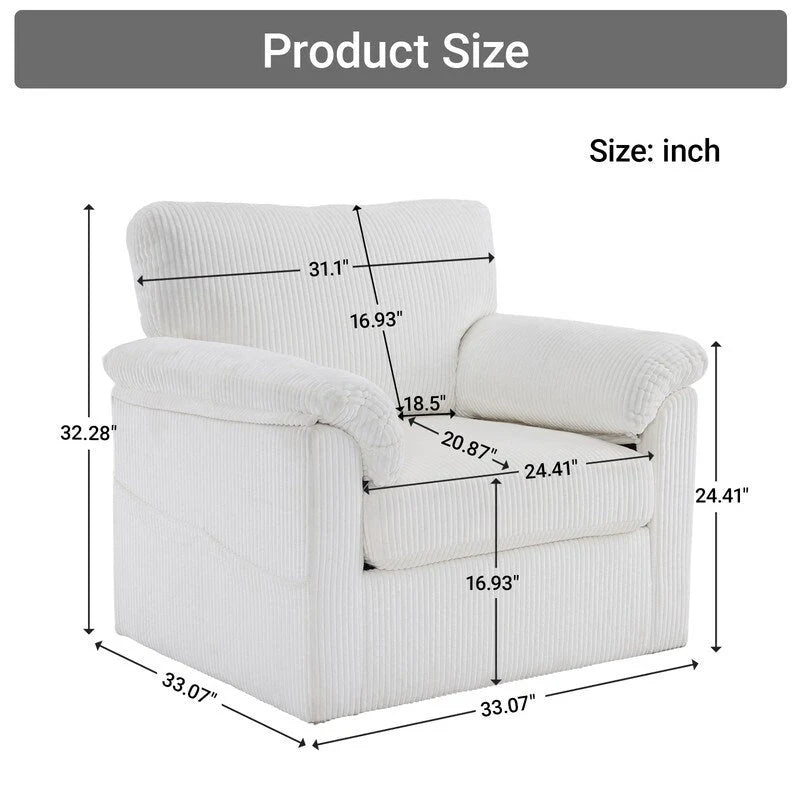 33  Corduroy Swivel Single Sofa Chair