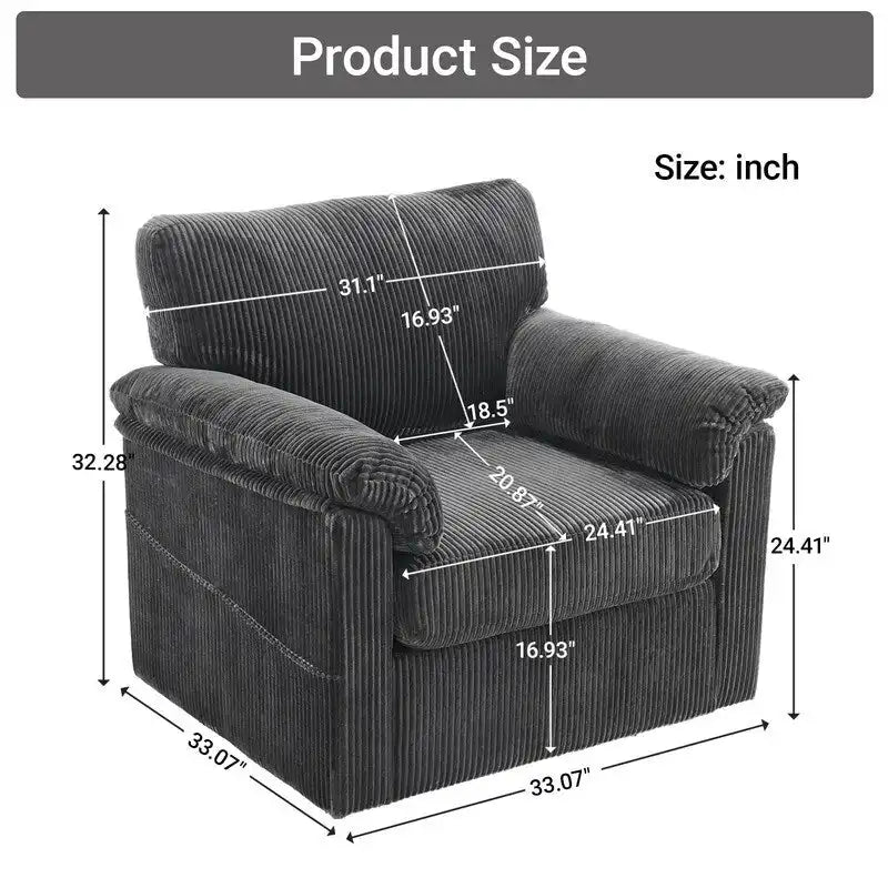 33  Corduroy Swivel Single Sofa Chair
