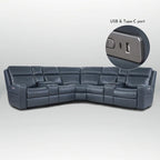 110  W Width Genuine Leather Power Recliner Sectional with Storage, USB&USB-C Port for Living Room