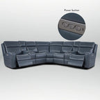 110  W Width Genuine Leather Power Recliner Sectional with Storage, USB&USB-C Port for Living Room