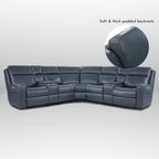 110  W Width Genuine Leather Power Recliner Sectional with Storage, USB&USB-C Port for Living Room