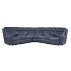 110  W Width Genuine Leather Power Recliner Sectional with Storage, USB&USB-C Port for Living Room