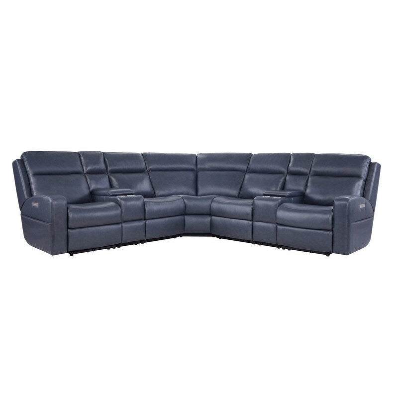 110  W Width Genuine Leather Power Recliner Sectional with Storage, USB&USB-C Port for Living Room