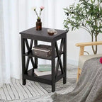 VECELO Modern End Tables with 3-Tier Open Storage Shelves, Side Tables and Nightstands