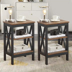VECELO Modern End Tables with 3-Tier Open Storage Shelves, Side Tables and Nightstands