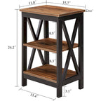 VECELO Modern End Tables with 3-Tier Open Storage Shelves, Side Tables and Nightstands