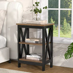 VECELO Modern End Tables with 3-Tier Open Storage Shelves, Side Tables and Nightstands