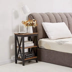VECELO Modern End Tables with 3-Tier Open Storage Shelves, Side Tables and Nightstands