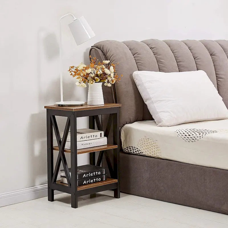 VECELO Modern End Tables with 3-Tier Open Storage Shelves, Side Tables and Nightstands