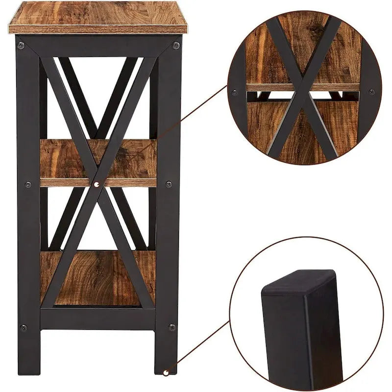 VECELO Modern End Tables with 3-Tier Open Storage Shelves, Side Tables and Nightstands
