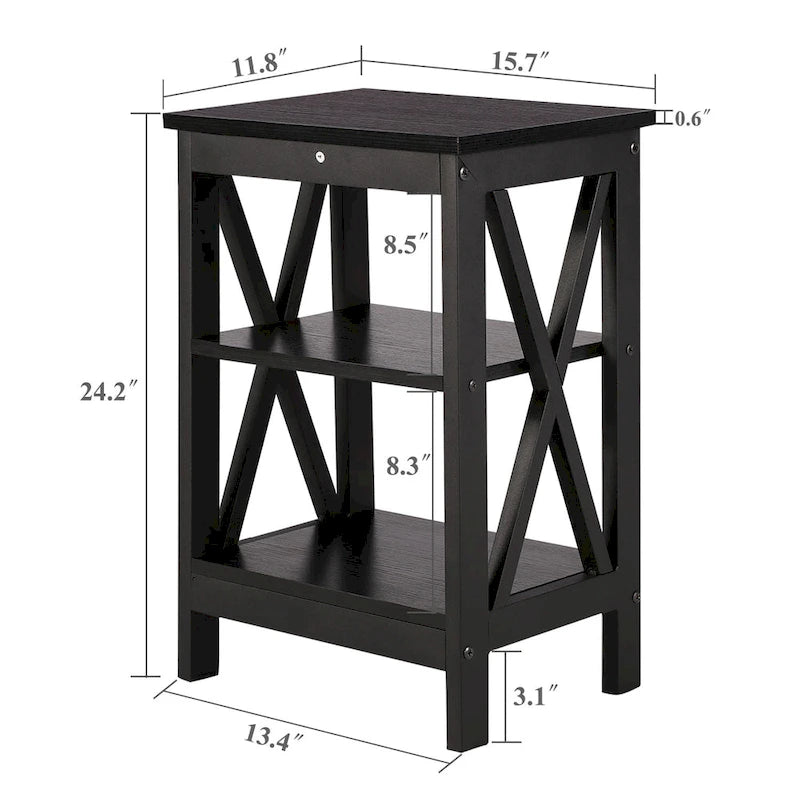 VECELO Modern End Tables with 3-Tier Open Storage Shelves, Side Tables and Nightstands