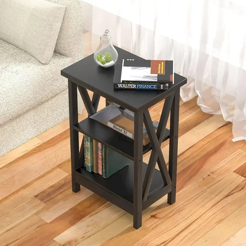 VECELO Modern End Tables with 3-Tier Open Storage Shelves, Side Tables and Nightstands