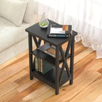 VECELO Modern End Tables with 3-Tier Open Storage Shelves, Side Tables and Nightstands