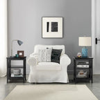 VECELO Modern End Tables with 3-Tier Open Storage Shelves, Side Tables and Nightstands